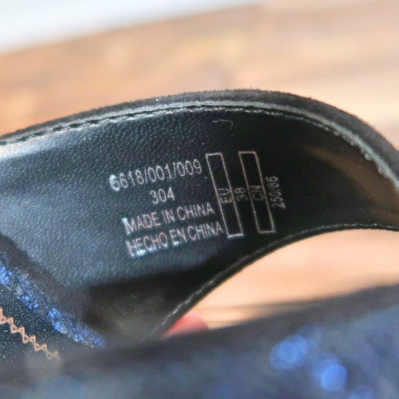 Zara Block Tapestry Heels Sandals 8 - Picture 11 of 11